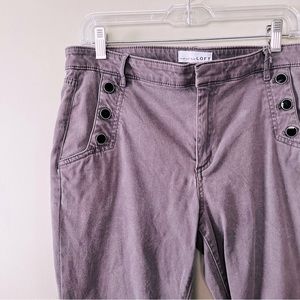 LOFT grey cropped sailor pants stretchy 12 button front pockets